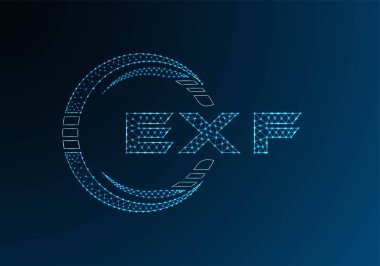 EXF düşük poli harfli logo vektör tasarımı. EXF düşük poli logo tasarımı. Düşük polyester logo.
