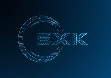 EXK düşük poli harfli logo vektör tasarımı. EXK düşük poli logo tasarımı. Düşük polyester logo.