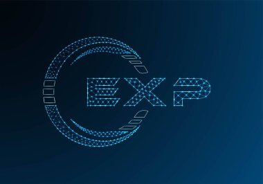 EXP düşük poli harfli logo vektör tasarımı. EXP düşük poli logo tasarımı. Düşük polyester logo.