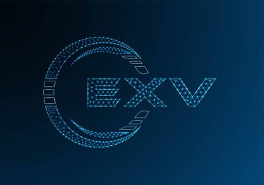 EXV düşük poli harfli logo vektör tasarımı. EXV düşük poli logo tasarımı. Düşük polyester logo.