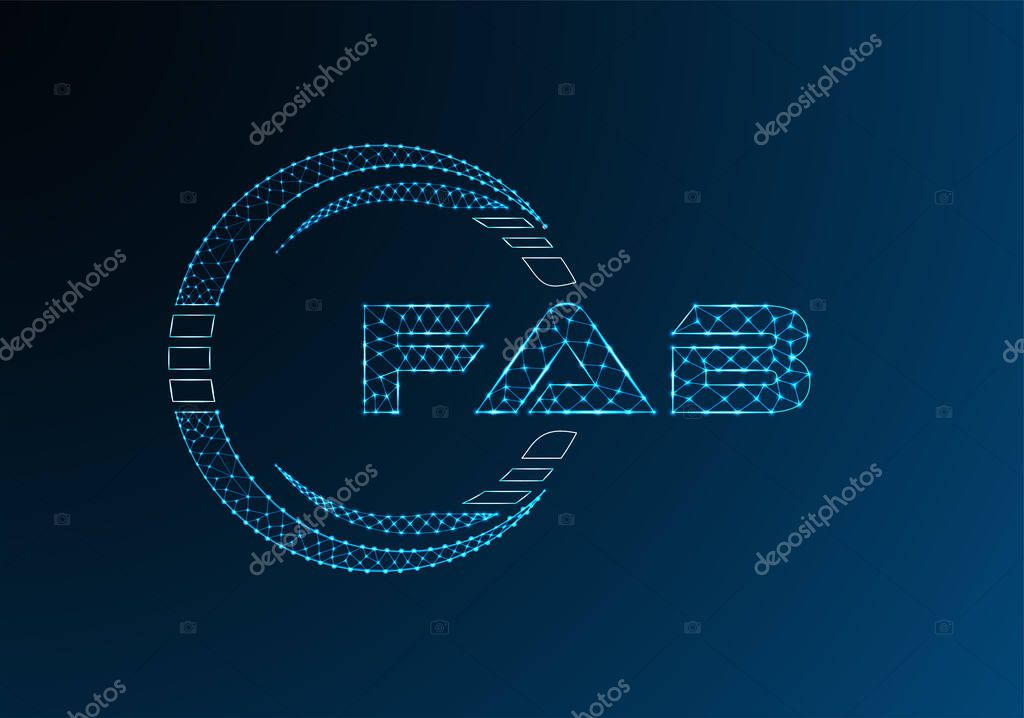 FAB low poly letter logo vector design. FAB lower poly logo design.