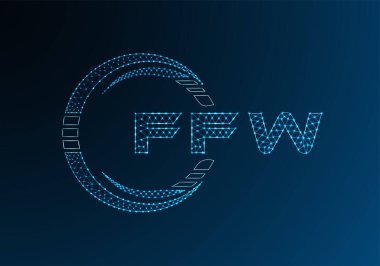 FFW düşük poli harfli logo vektör tasarımı. FFW düşük poli logo tasarımı. 