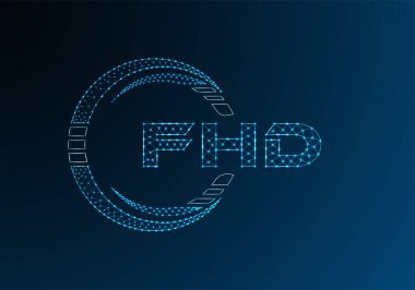 FHD düşük poli harfli logo vektör tasarımı. FHD düşük poli logo tasarımı. 