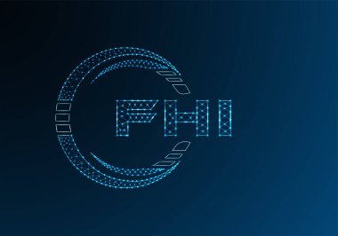 FHI düşük poli harfli logo vektör tasarımı. FHI düşük poli logo tasarımı. 