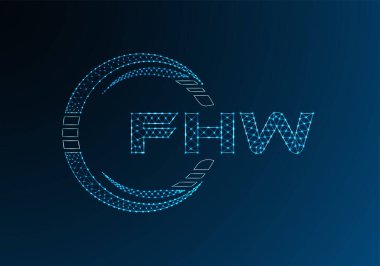 FHW düşük poli harfli logo vektör tasarımı. FHW düşük poli logo tasarımı. 