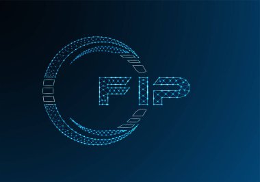 FIP düşük poli harfli logo vektör tasarımı. FIP düşük poli logo tasarımı. 