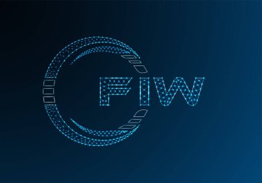 FIW düşük poli harfli logo vektör tasarımı. FIW düşük poli logo tasarımı. 