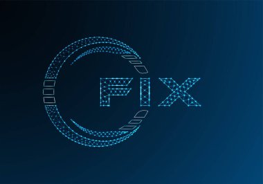 Düşük poli harfli logo vektör tasarımını düzelt. FIX düşük poli logo tasarımı. 