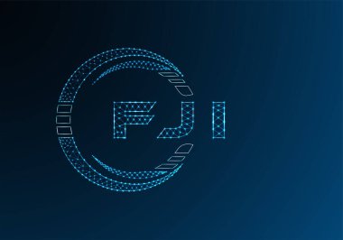 FJI düşük poli harfli logo vektör tasarımı. FJI düşük poli logo tasarımı. 