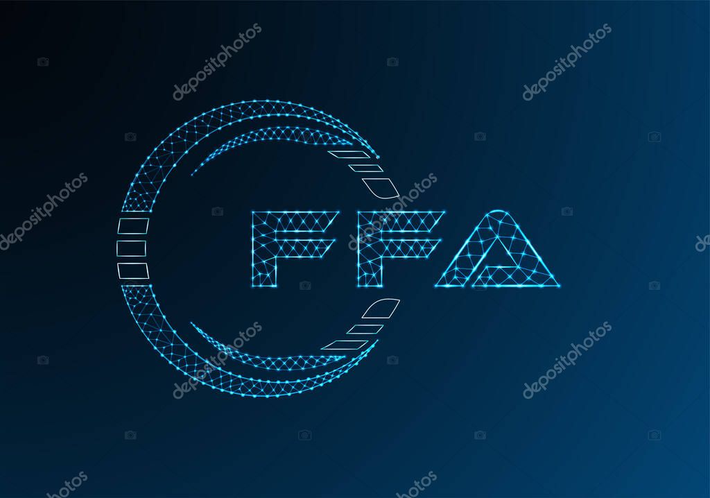FFA low poly letter logo vector design. FFA lower poly logo design.