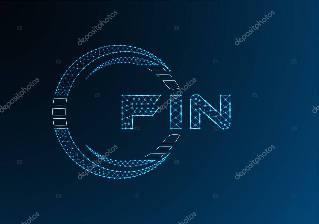 FIN low poly letter logo vector design. FIN lower poly logo design.