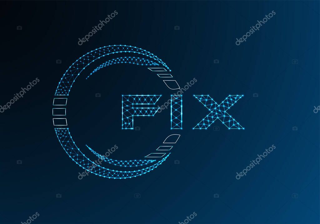 FIX low poly letter logo vector design. FIX lower poly logo design.
