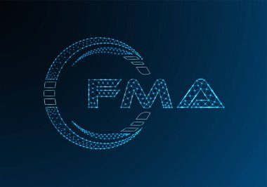 FMA düşük poli harfli logo vektör tasarımı. FMA düşük polyester logo tasarımı. Düşük polyester logo.