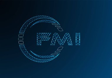 FMI düşük poli harfli logo vektör tasarımı. FMI düşük polyester logo tasarımı. Düşük polyester logo.