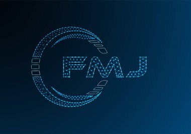 FMJ düşük poli harfli logo vektör tasarımı. FMJ düşük polyester logo tasarımı. Düşük polyester logo.