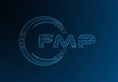 FMP düşük poli harfli logo vektör tasarımı. FMP düşük poli logo tasarımı. Düşük polyester logo.