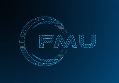 FMU düşük poli harfli logo vektör tasarımı. FMU düşük polyester logo tasarımı. Düşük polyester logo.