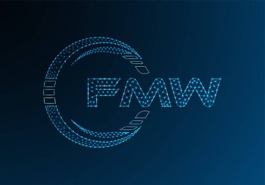 FMW düşük poli harfli logo vektör tasarımı. FMW düşük polyester logo tasarımı. Düşük polyester logo.
