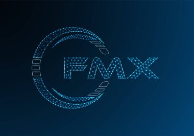 FMX düşük poli harfli logo vektör tasarımı. FMX düşük poli logo tasarımı. Düşük polyester logo.