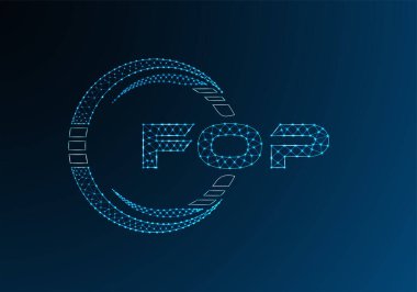 FOP düşük poli harfli logo vektör tasarımı. FOP düşük poli logo tasarımı. Düşük polyester logo.