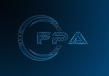 FPA düşük poli harfli logo vektör tasarımı. FPA düşük polyester logo tasarımı. Düşük polyester logo.