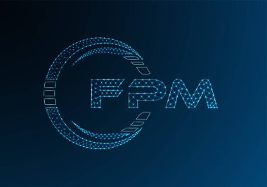 FPM düşük poli harfli logo vektör tasarımı. FPM düşük polyester logo tasarımı. Düşük polyester logo.