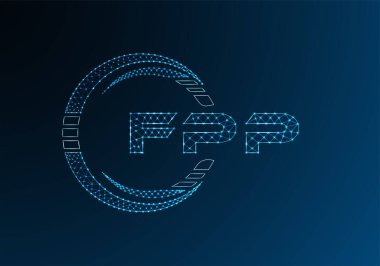 FPP düşük poli harfli logo vektör tasarımı. FPP düşük polyester logo tasarımı. Düşük polyester logo.