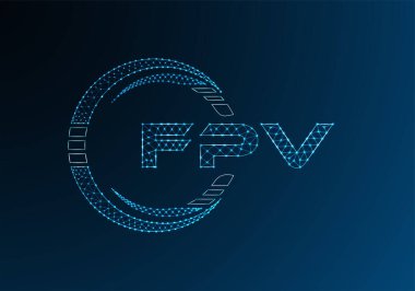 FPV düşük poli harfli logo vektör tasarımı. FPV düşük polyester logo tasarımı. Düşük polyester logo.