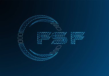 FSF düşük poli harfli logo vektör tasarımı. FSF düşük polyester logo tasarımı. Düşük polyester logo.