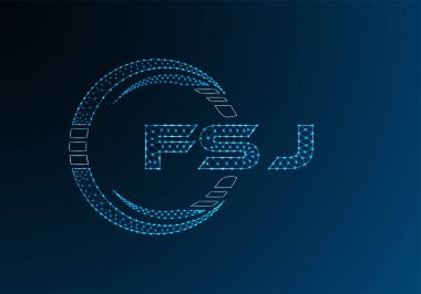 FSJ düşük poli harfli logo vektör tasarımı. FSJ düşük polyester logo tasarımı. Düşük polyester logo.