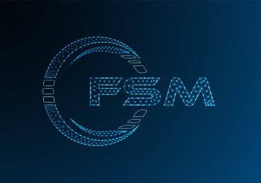 FSM düşük poli harfli logo vektör tasarımı. FSM düşük polyester logo tasarımı. Düşük polyester logo.