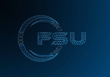 FSU düşük poli harfli logo vektör tasarımı. FSU düşük polyester logo tasarımı. Düşük polyester logo.