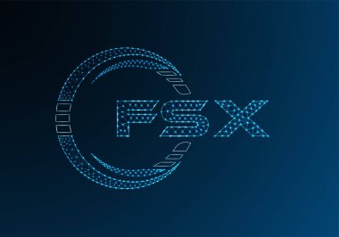 FSX düşük poli harfli logo vektör tasarımı. FSX düşük polyester logo tasarımı. Düşük polyester logo.