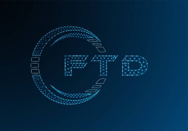 FTD düşük poli harfli logo vektör tasarımı. FTD düşük polyester logo tasarımı. Düşük polyester logo.