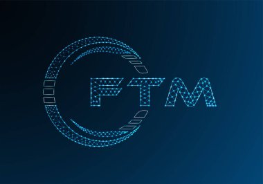 FTM düşük poli harfli logo vektör tasarımı. FTM düşük polyester logo tasarımı. Düşük polyester logo.