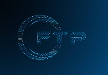 FTP düşük poli harfli logo vektör tasarımı. FTP düşük polyester logo tasarımı. Düşük polyester logo.