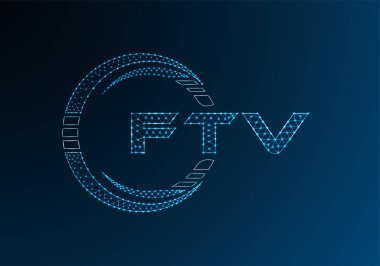 FTV düşük poli harfli logo vektör tasarımı. FTV düşük polyester logo tasarımı. Düşük polyester logo.