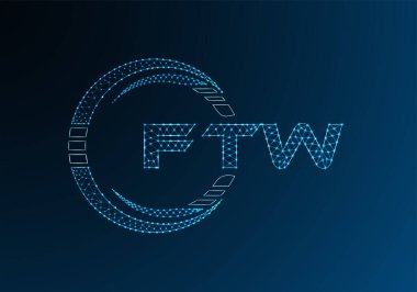 FTW düşük poli harfli logo vektör tasarımı. FTW düşük polyester logo tasarımı. Düşük polyester logo.