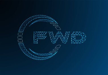FWD düşük poli harfli logo vektör tasarımı. FWD düşük poli logo tasarımı. 