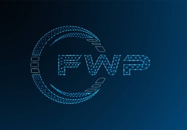 FWP düşük poli harfli logo vektör tasarımı. FWP düşük poli logo tasarımı. 