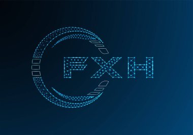 FXH düşük poli harfli logo vektör tasarımı. FXH düşük poli logo tasarımı. 