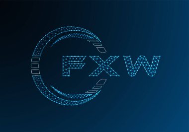 FXW düşük poli harfli logo vektör tasarımı. FXW düşük poli logo tasarımı. 