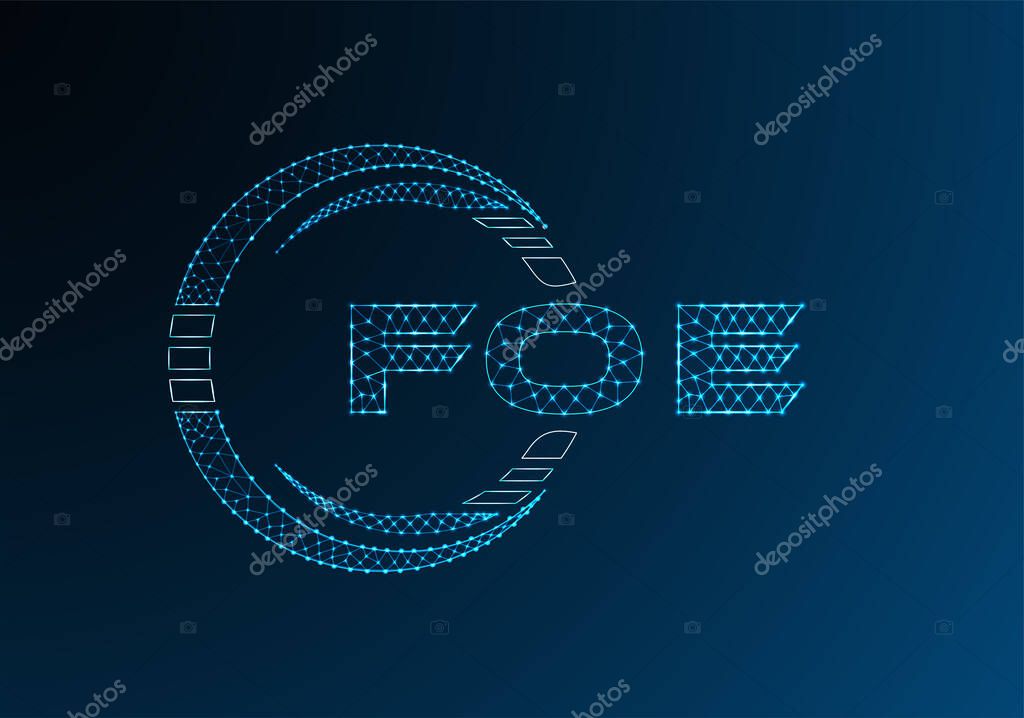 FOE low poly letter logo vector design. FOE lower poly logo design. Low poly logo.