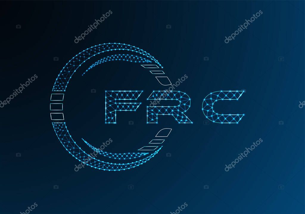 FRC low poly letter logo vector design. FRC lower poly logo design. Low poly logo.