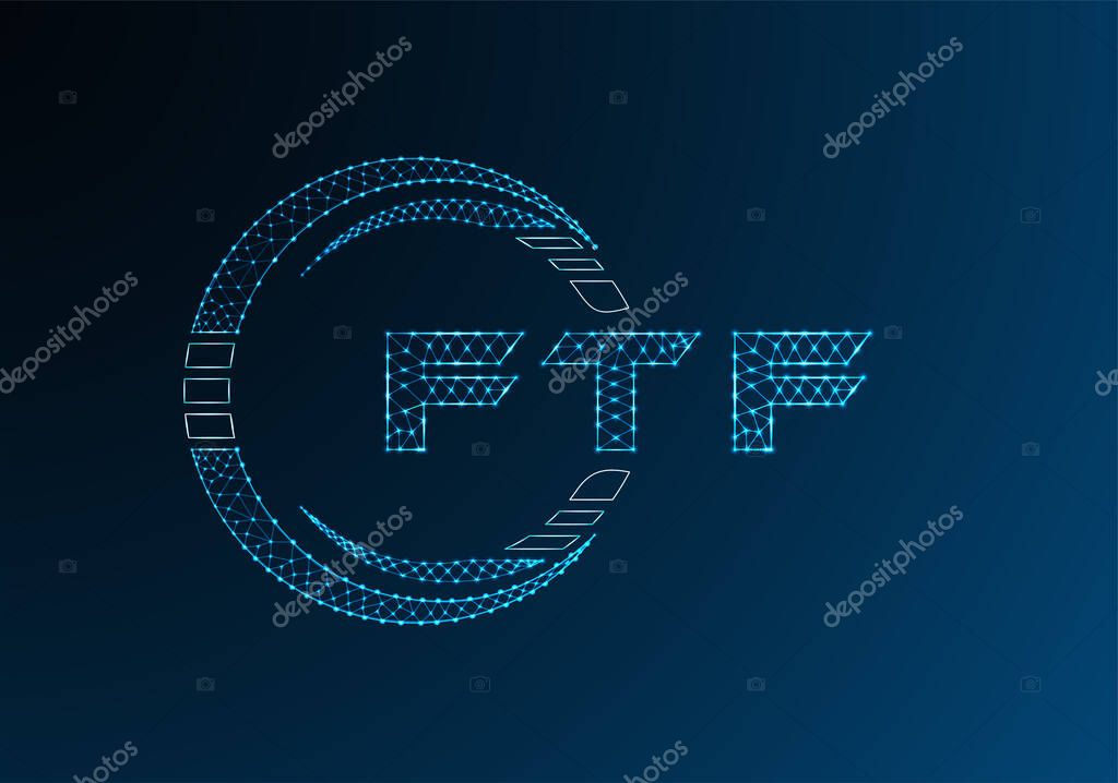 FTF low poly letter logo vector design. FTF lower poly logo design. Low poly logo.