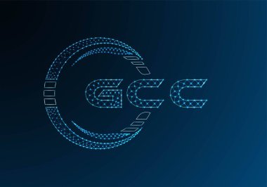 GCC düşük poli harfli logo vektör tasarımı. GCC düşük poli logo tasarımı. Düşük polyester logo.