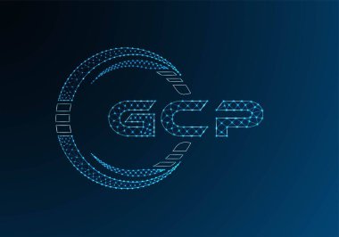GCP düşük poli harfli logo vektör tasarımı. GCP düşük poli logo tasarımı. Düşük polyester logo.