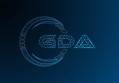 GDA düşük poli harfli logo vektör tasarımı. GDA düşük poli logosu tasarımı. Düşük polyester logo.