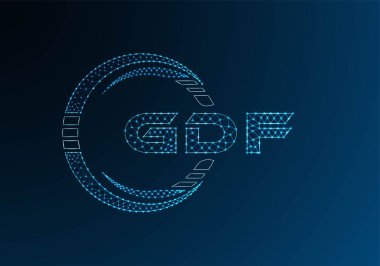 GDF düşük poli harfli logo vektör tasarımı. GDF düşük poli logo tasarımı. Düşük polyester logo.