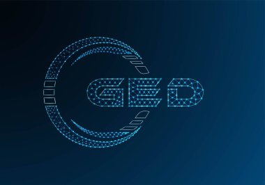 GED düşük poli harfli logo vektör tasarımı. GED düşük polyester logo tasarımı. Düşük polyester logo.